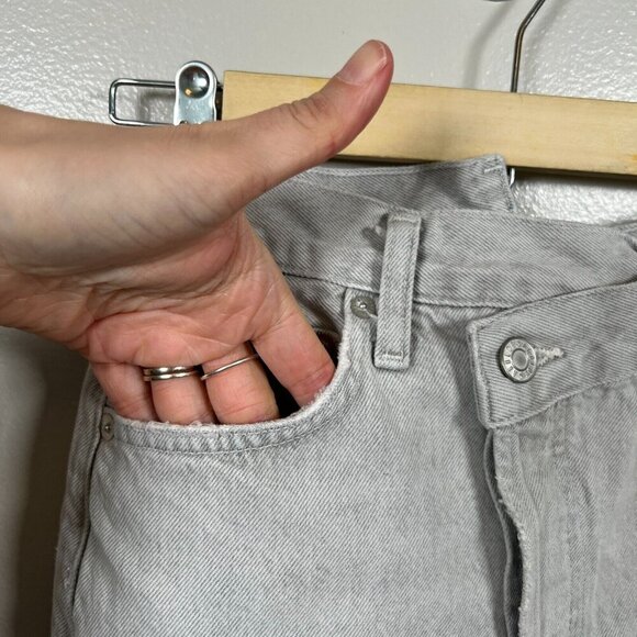 Agolde Criss Cross Jeans Size 24 Gray Frayed Hem Straight Leg High Rise Denim - Picture 7 of 12
